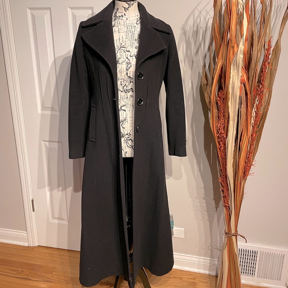 ☀️NWOT Via Spiga Lamb Wool Cashmere Flare Full Length Coat Italy imported 2